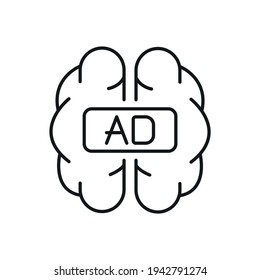Brain Advertising linear icon. Digital Marketing. Thin line customizable illustration. Contour symbol. Vector isolated outline drawing. Editable stroke
