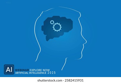 Brain AI. Artificial Intelligence landing page design. Vector