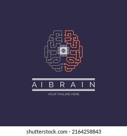 Brain AI Integrated Circuit microchip CPU ai smart chip logo design template for brand or company and other