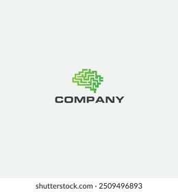 Brain AI logo flat vector design