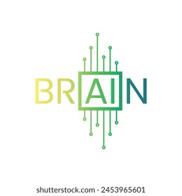 brain, AI and processor concept. brain and artificial intelligence logo