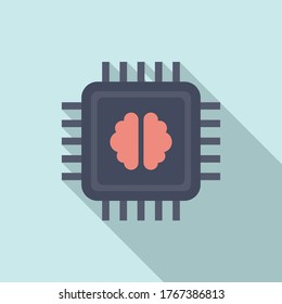 Icono del procesador de Brain ai. Ilustración plana del icono del vector del procesador de ai cerebral para el diseño web