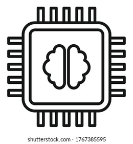 Icono del procesador de Brain ai. Icono del vector del procesador de ai cerebral de contorno para diseño web aislado en fondo blanco