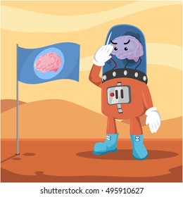 brain alien respecting his nations flag on mars
