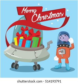 brain alien ufo full of christmas presents