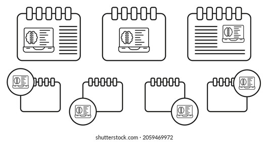 Brain analyst statistic concept line vector icon in calender set illustration for ui and ux, website or mobile application