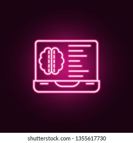 Brain analyst statistic neon icon. Elements of Artifical intelligence set. Simple icon for websites, web design, mobile app, info graphics