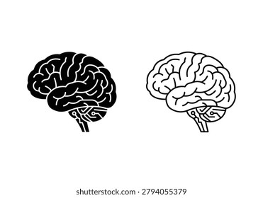 Brain anatomy with electronic circuit board. Artificial intelligence concept. Digital mind icon. Neurology graphics.
