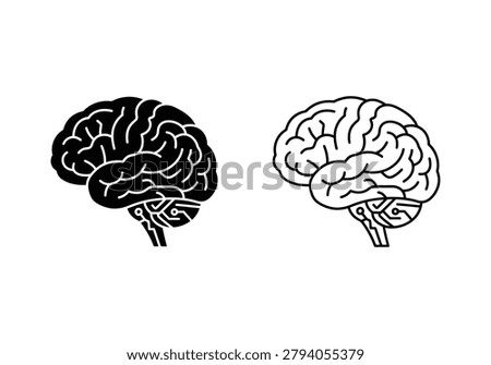 Brain anatomy with electronic circuit board. Artificial intelligence concept. Digital mind icon. Neurology graphics.
