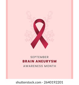 Brain Aneurysm awareness month background design with Burgundy silk ribbon.