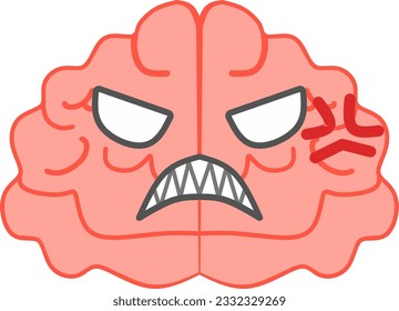 Brain angry mood vector image illustration. Perfect for mental health education purpose.