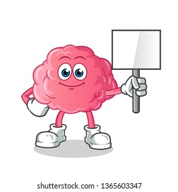 brain announcement board mascot vector cartoon illustration