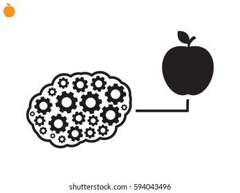 brain, apple, icon, vector illustration eps10