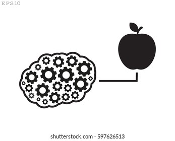brain, apple, icon, vector illustration eps10