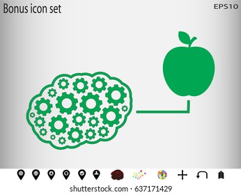 brain, apple, icon, vector illustration eps10