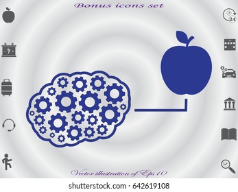 brain, apple, icon, vector illustration eps10