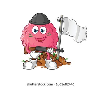 brain army character. cartoon mascot vector