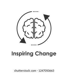 brain, arrow, inspiring change icon