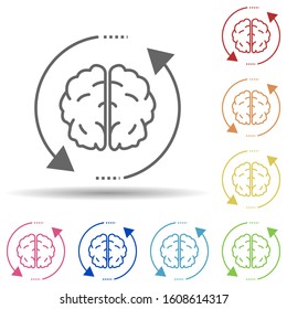 Brain, arrow, inspiring change in multi color style icon. Simple thin line, outline vector of business icons for ui and ux, website or mobile application