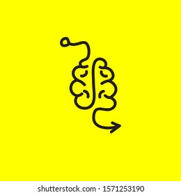 Brain and arrow line hand drawn icon, thinking process symbol vector illustration