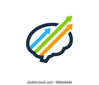 Brain Arrow Up Logo Design Template