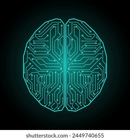 Brain. Artificial intelligence. Brainstorm, Creativity and Thinking Idea Concept. Artificial intelligence. Vector Illustration. 