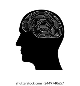 Brain. Artificial intelligence. Brainstorm, Creativity and Thinking Idea Concept. Artificial intelligence. Vector Illustration. 