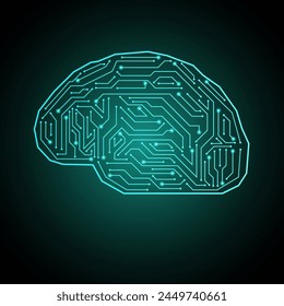 Brain. Artificial intelligence. Brainstorm, Creativity and Thinking Idea Concept. Artificial intelligence. Vector Illustration. 