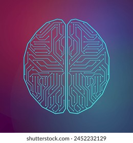 Brain. Artificial intelligence. Brainstorm, Creativity and Thinking Idea Concept. Artificial intelligence. Vector Illustration. 