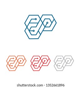 Brain Artificial Intelligence Circuit Line Logo Template