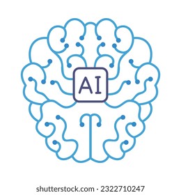Brain Artificial Intelligence as Future Nano Technology Vector Illustration