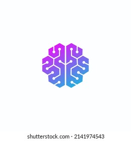 Brain Artificial Intelligence Geometric Logo design vector