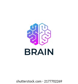 Brain Artificial Intelligence Geometric Logo vector icon illustration