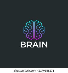 Brain Artificial Intelligence Geometric simple Logo vector icon illustration