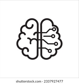 Brain Artificial Intelligence icon vector illustration, Humanoid Robot, Thinking Machine. 