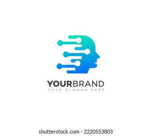 Brain Artificial Intelligence Logo design vector. AI Brainstorm