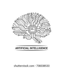 Brain artificial intelligence logo. Vector illustration isolated on a white background.