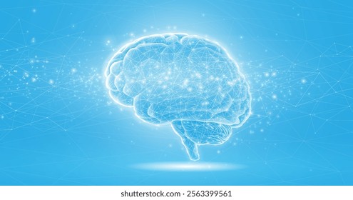 Brain. Artificial intelligence, Brain science, Nervous system, Human mind, Neurology network, Modern education, Medicine technology, AI system concept. 3d vector illustration