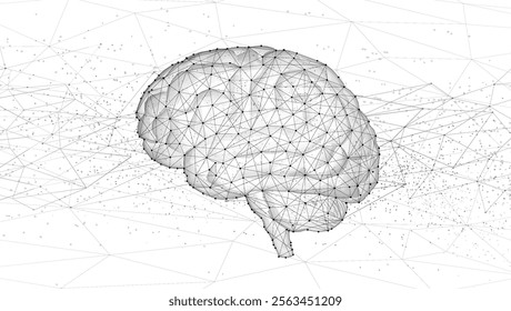 Brain. Artificial intelligence, Brain science, Nervous system, Human mind, Neurology network, Modern education, Medicine technology, AI system concept. 3d vector illustration