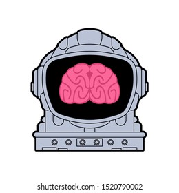 Brain in astronaut helmet. Brains spaceman. vector illustration