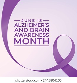 Alzheimer’s and Brain Awareness Month design template. purple ribbon design template. brain vector illustration. flat design. vector eps 10.