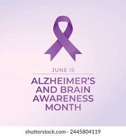 Plantilla de diseño del Mes de Alzheimer y Conciencia Cerebral. Plantilla de diseño de cinta púrpura. Ilustración vectorial cerebral. diseño plano. Vector eps 10.