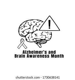 Alzheimer’s and Brain Awareness Month Vector Illustration with line art