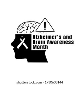 Ilustración vectorial del Mes de Concienciación del Alzheimer y el Cerebro con arte de línea