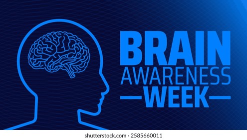 Brain Awareness Week background banner or poster design template. observed every year in March. Holiday concept. Use to any Template, card, poster, placard, template.