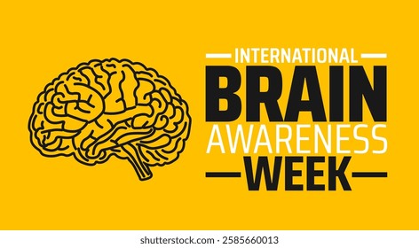 Brain Awareness Week background banner or poster design template. observed every year in March. Holiday concept. Use to any Template, card, poster, placard, template.