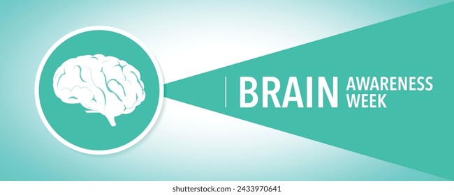 Brain Awareness Week background with neuro network of brain and typography. Brain awareness week in march, backdrop