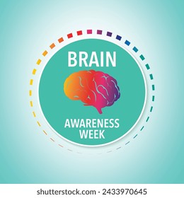 Brain Awareness Week background with neuro network of brain and typography. Brain awareness week in march, backdrop
