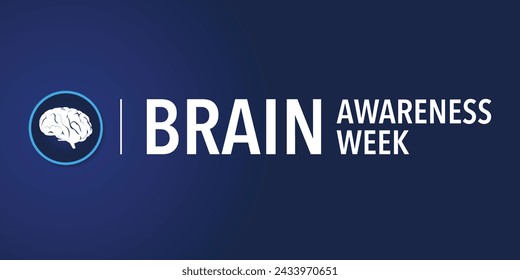 Brain Awareness Week background with neuro network of brain and typography. Brain awareness week in march, backdrop