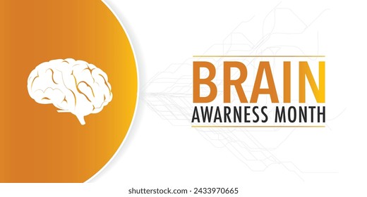 Brain Awareness Week background with neuro network of brain and typography. Brain awareness week in march, backdrop